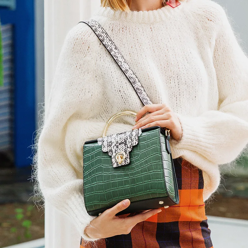 

2019 Spring And Summer New Style Genuine Leather Crocodile Pattern Europe And America Fashion Bag Cover Women's Bag Cowhide Shou
