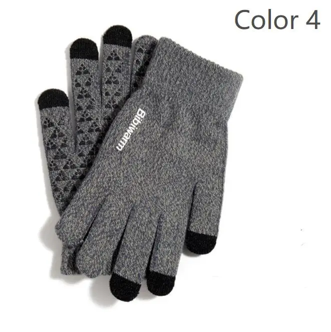 Color 4 Женские перчатки, зимние, с сенсорным экраном, Нескользящие, мужские, теплые, тянущиеся, вязаные, варежки, полный палец, плотные, перчатки, женские, вязаные, Luvas - Цвет: Color 4