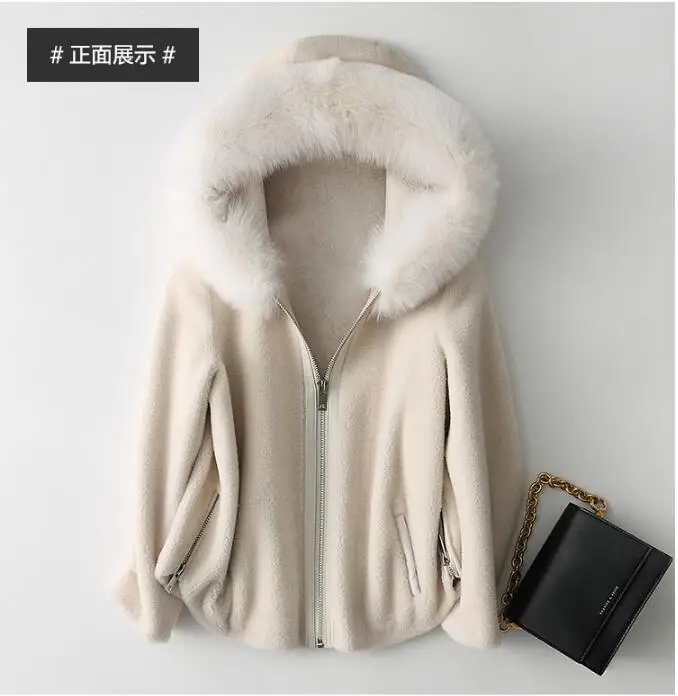 Пальто из натурального меха корейское винтажное шерстяное пальто с воротником из лисьего меха осенне-зимнее пальто женская одежда овечья шерсть подкладка из замши T3520