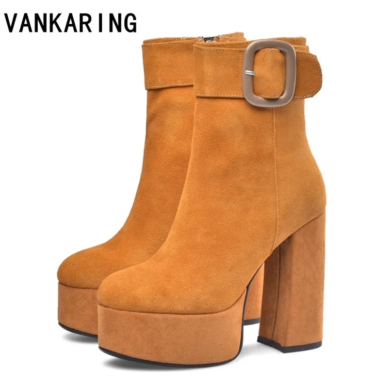 

classic platform boots genuine leather cowboy ankle boots for women thick high heel boots western snow boots woman dress shoes