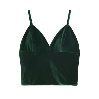 

V Neck Female Cami Tops Bust Pads Corduroy Women Sexy Backless Vests Stretchy Ladies Slim Fitted Sexy Crop Top Summer Outwear