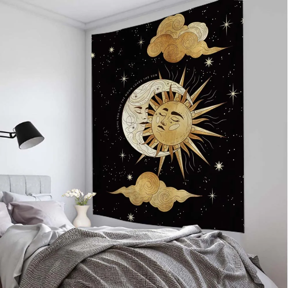 Sun and moon psychedelic tapestry wall hanging background cloth Bohemian home decoration wall carpet room decoration tapestry