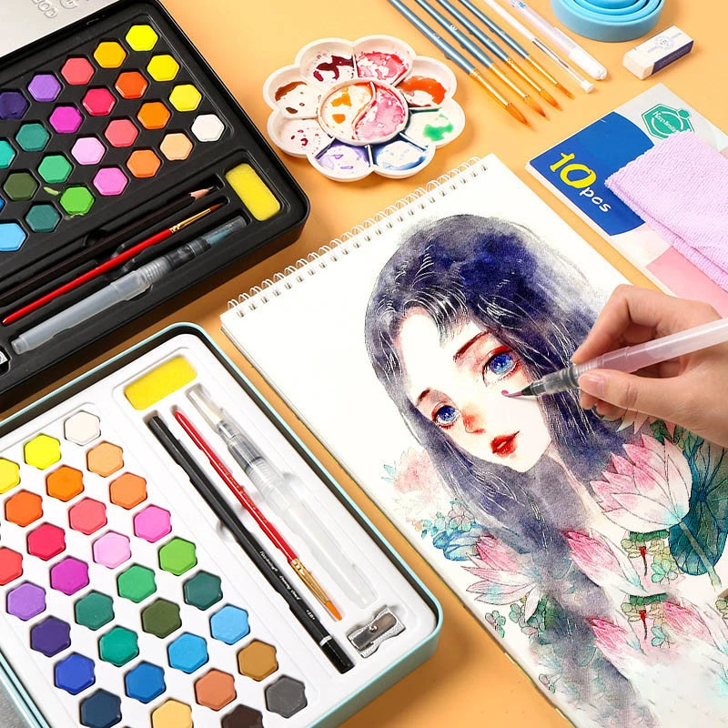 36 Colors Kawaii Watercolor Pigment Portable Student Watercolor Paint Set Iron Box For Drawing School Stationery Art Supplies|Water Color| - Aliexpress