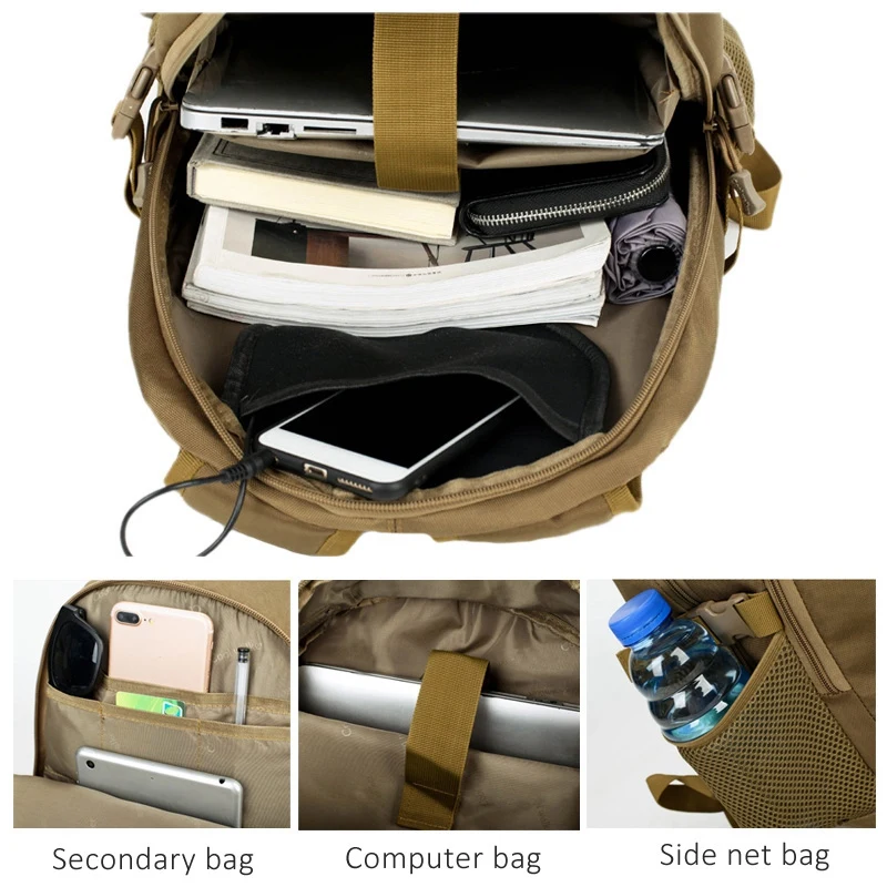 LJL-Outdoor Sports Backpack 40L Large Capacity USB Charging Bag MutiFunction Hiking Backpack Men and Women