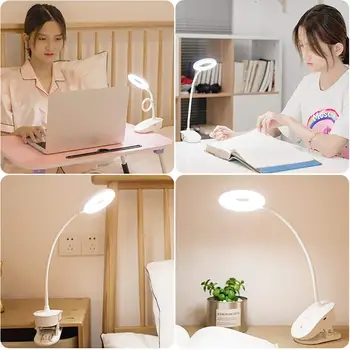 

LED Desk Lamp with Clamp Dimmable Reading Light Eye-Care USB Table Lamp LED Bedside Lamp Baby Night Light Clip Rechargeable