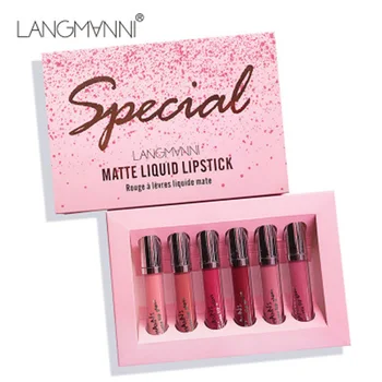 

6 Colors Liquid Lipstick Set Matte Lipgloss Long Lasting Waterproof Lips Makeup Tools Lipgloss Beauty Makeup Cosmetic HJL