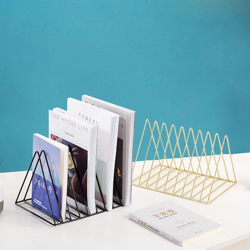 

Triangle Iron Bookshelf Magazine Newspapers Storage Rack Display Stand Home Office School Decor Magazine Book File Holder