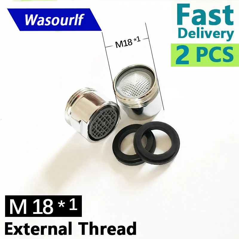 WASOURLF 2PCS Faucet Aerator M18 Male Thread Tap Accessories Bubbler Filter Device Kitchen Bathroom Save Water Bubble Brass wasourlf adapter m22 1 2 inch male thread transfer m28 female ring brass connector bathroom kitchen faucet spout accessories