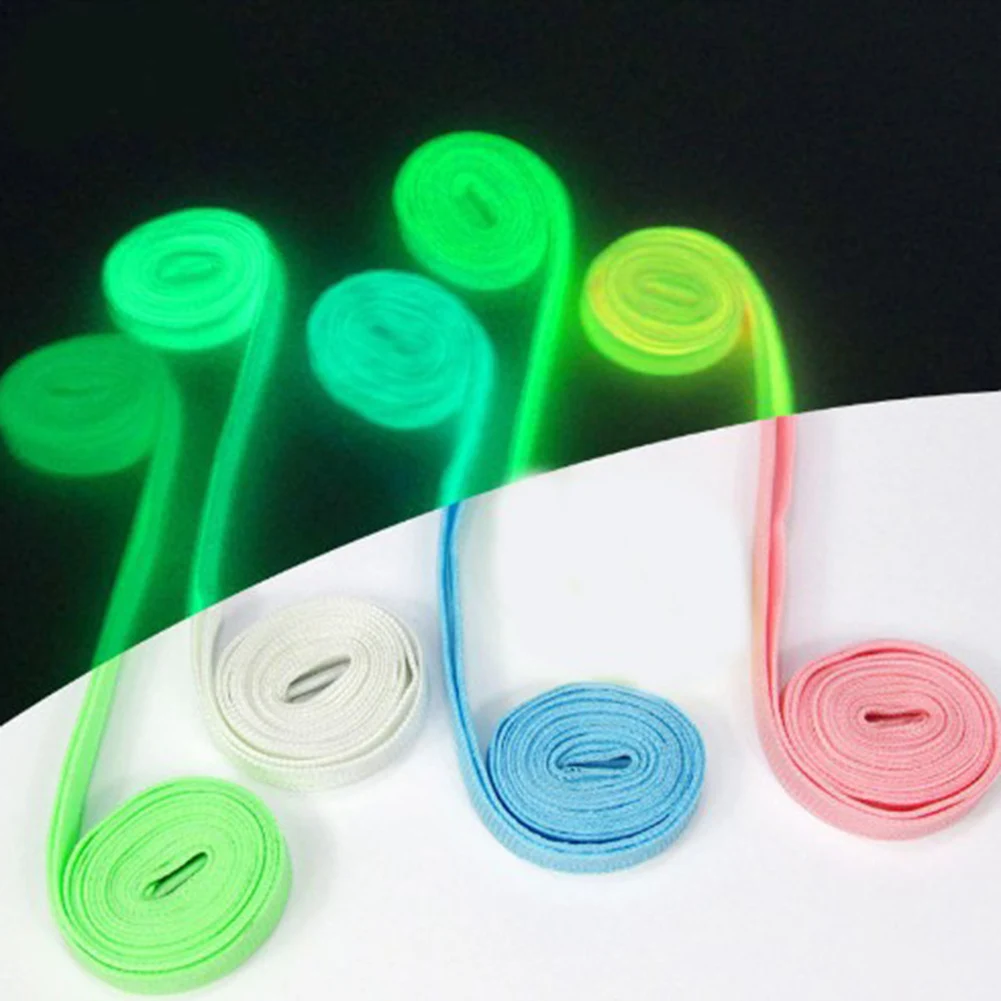 

60cm Glow Flat Shoelace Fashion Solid Color Shoe Lace Luminous Glow Light In The Dark Casual Canvas Shoes Sneakers Shoestring
