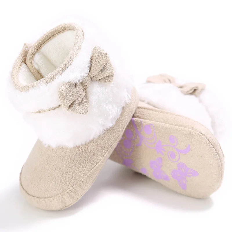 Детские сапоги для новорожденных; сапоги для маленьких девочек; обувь для малышей; меховые зимние теплые сапоги с бантом