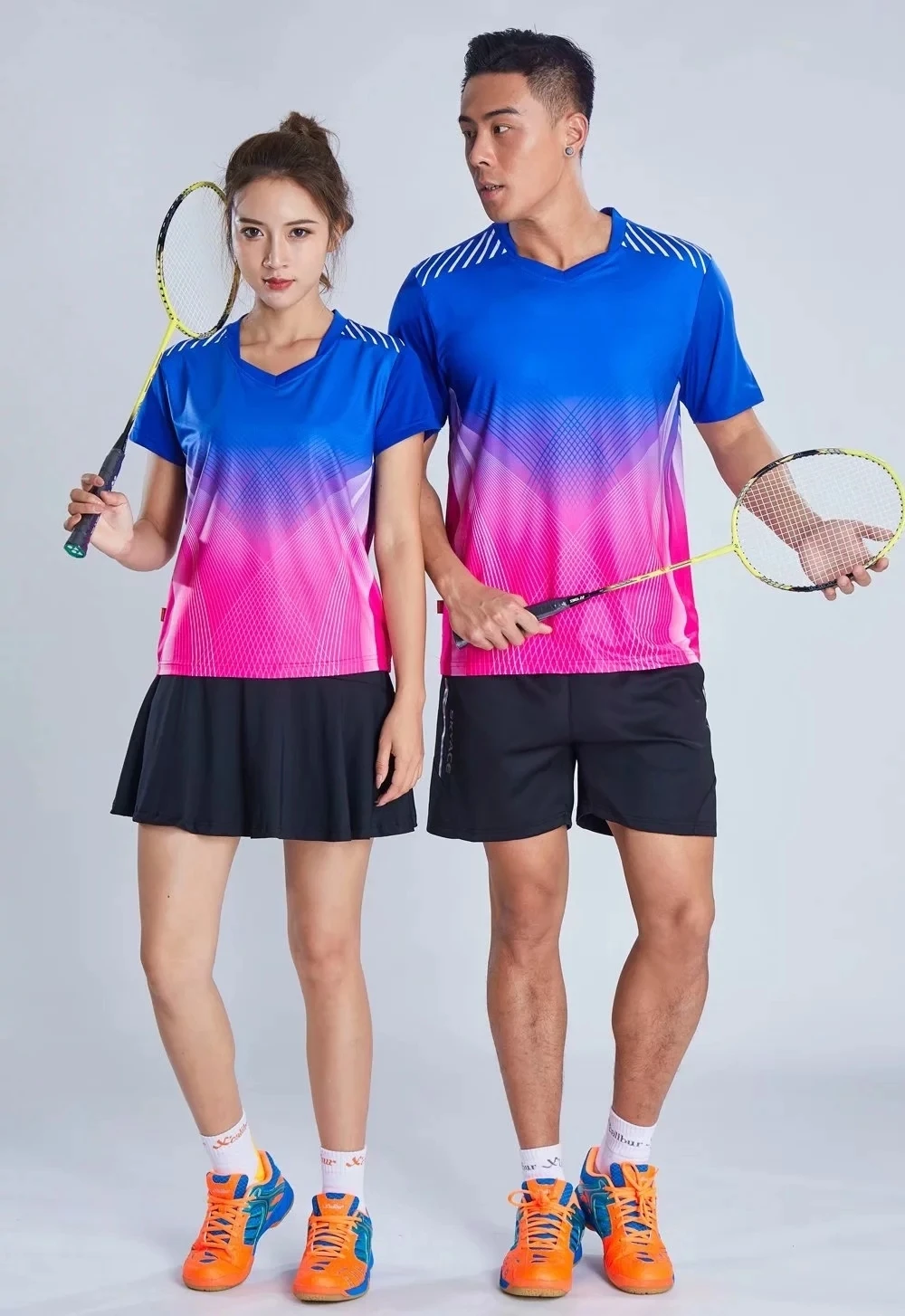 Contrast Badminton T-Shirt Sets Quick Dry Sweat Absorption Breathable Table Tennis Sports Suits For Men& Women L802SHC