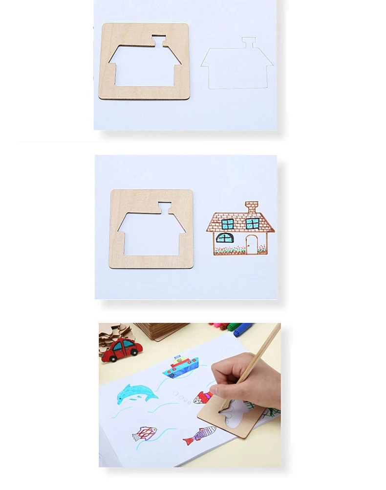 60Pcs Board School Paint Tools Educational Coloring Book Paint Learning Coloring Board Drawing Noard Wooden Drawing toy
