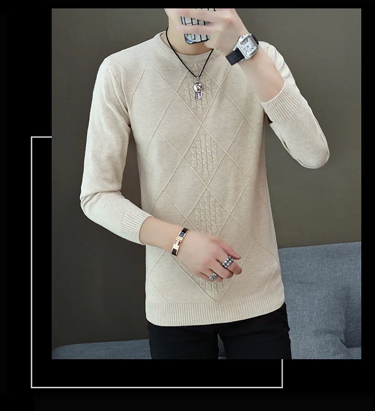 Striped Black Gray Mens Knit Pullover Sweaters Thick Loose Boys Sweaters Winter England Style O-Neck Men Knit Wear