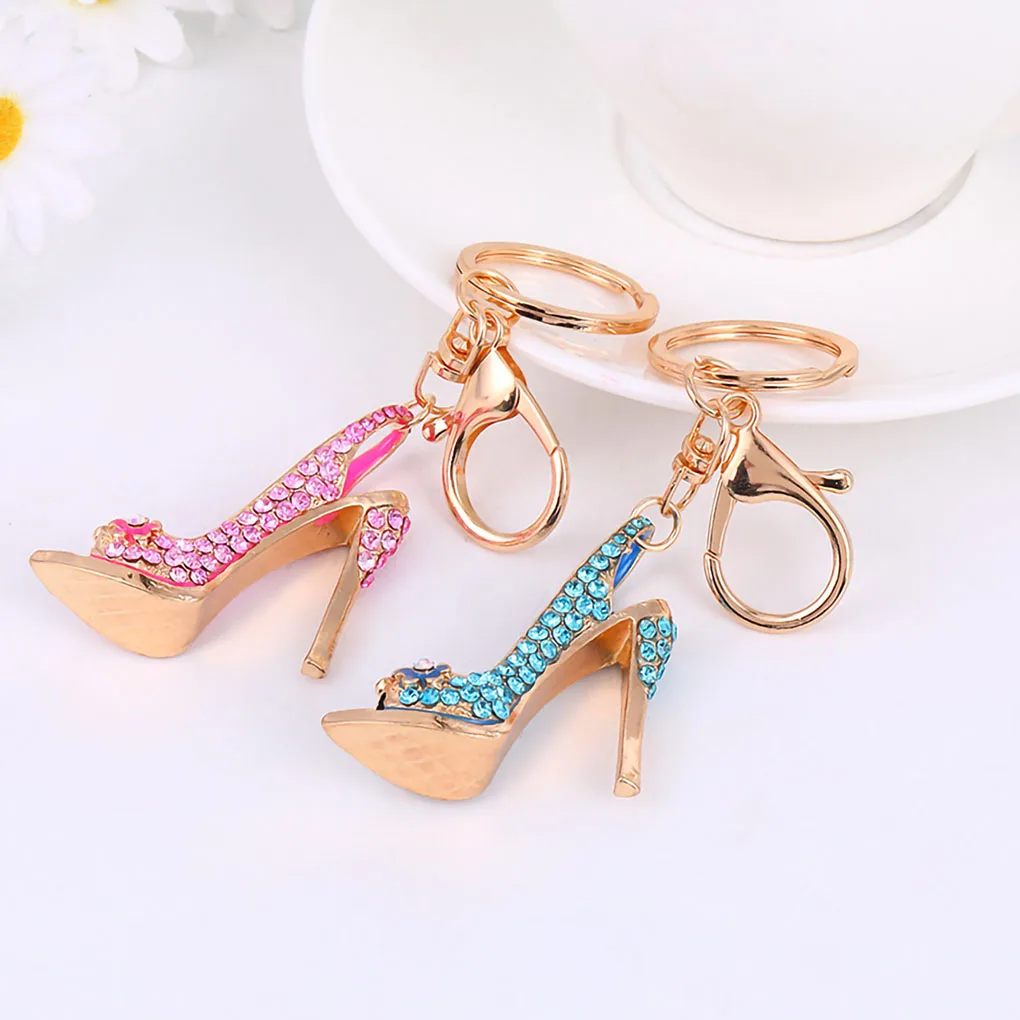 Shiny High-heeled Shoes Pendant Key Chain Lobster Clasp Collectable Black 