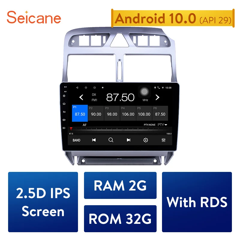 Автомагнитола Seicane Android 10 0 9 &quot 2Din GPS мультимедийный блок плеер для Peugeot 307 2007 2008 2013