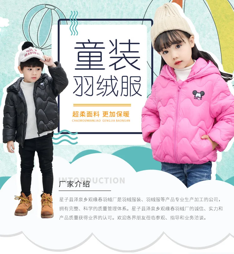 Disney Mickey mouse winter hododed Down jacket Children coat Short Jacket boy girl minnie outerwear baby down parkas