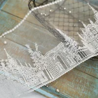 1Y Princess Castle Embroidery Lace Trim Cheongsam Dresses, Garments, Sewing Accessories, Lace Fabrics 17.3CM Wide 4