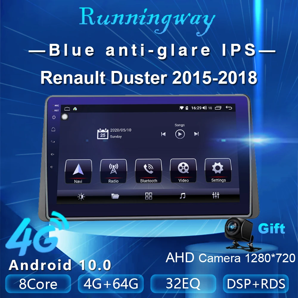 Runningway Android 10 0 5G автомобильный DVD для Renault Duster 2015 2018 4G + 64G Автомобильный Радио