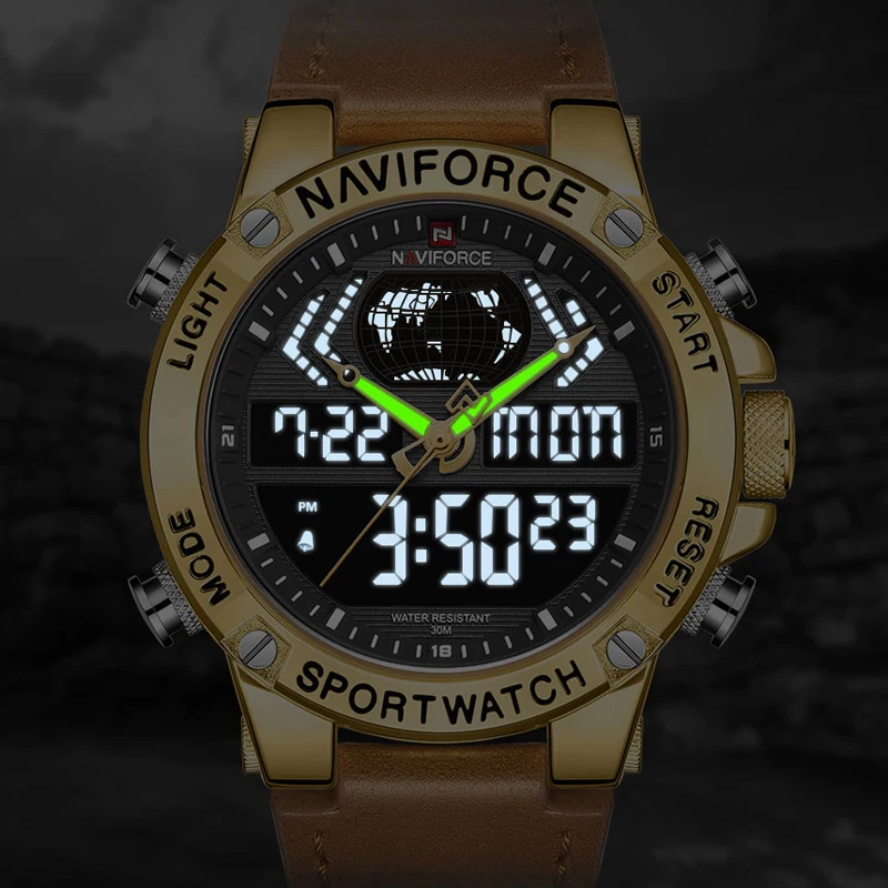 Top Luxury Brand NAVIFORCE Men Watches Casual Waterproof Watch Men Male Gold Clock Leather Quartz Wristwatch Relogio Masculino