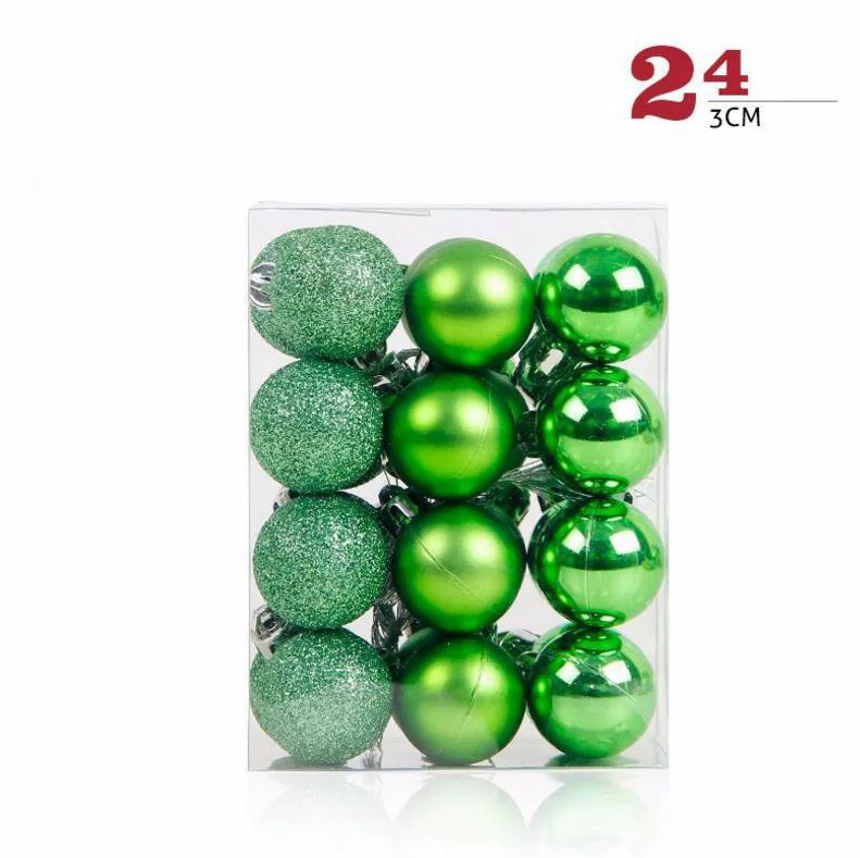 green 24 шт./компл. 30 мм Рождественская елка шар-безделушка висит украшение для домашней вечеринки декор Лидер продаж Рождественская елка шар поставки - Цвет: green