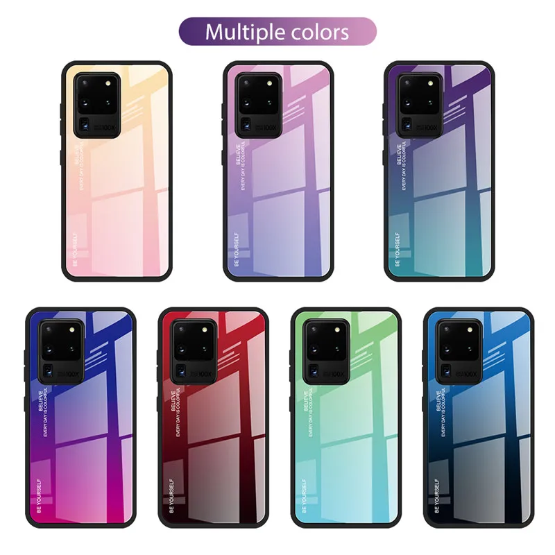 Чехол из закаленного стекла с градиентом для Samsung Galaxy S20 Ultra S10 S9 S8 Plus A81 A50 A70 A21S A30 A10