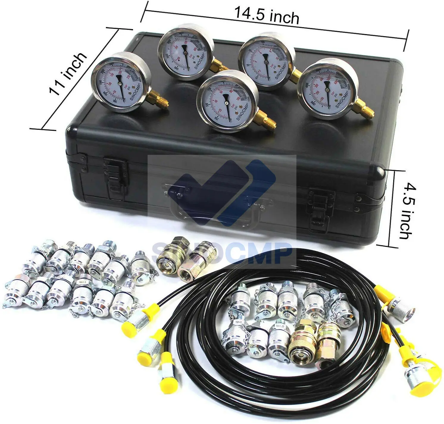 5 Gauge 24 Couplings Hydraulic Pressure Test Kit Quick Connector for CAT Komatsu Excavator Diagnostic Tool, 2 year warranty