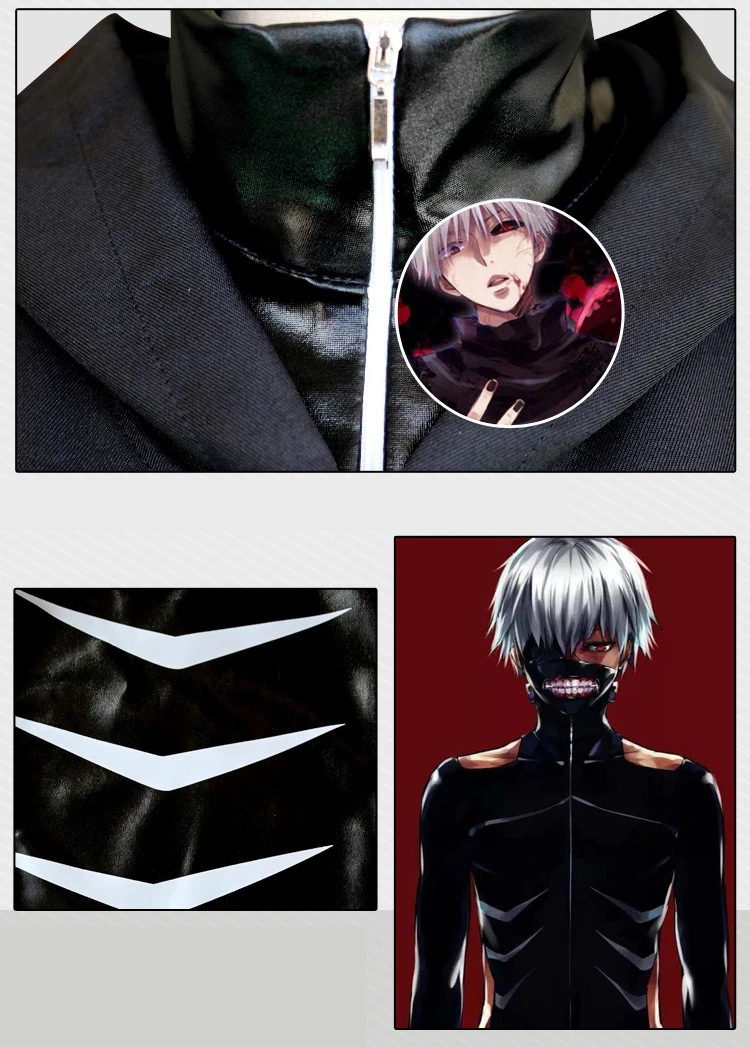 Аниме Токийский Гуль хайсе Сасаки маскарадные костюмы Kaneki Кен цельное кожаное пальто+ брюки+ куртка+ шорты маска парик черная боевая униформа