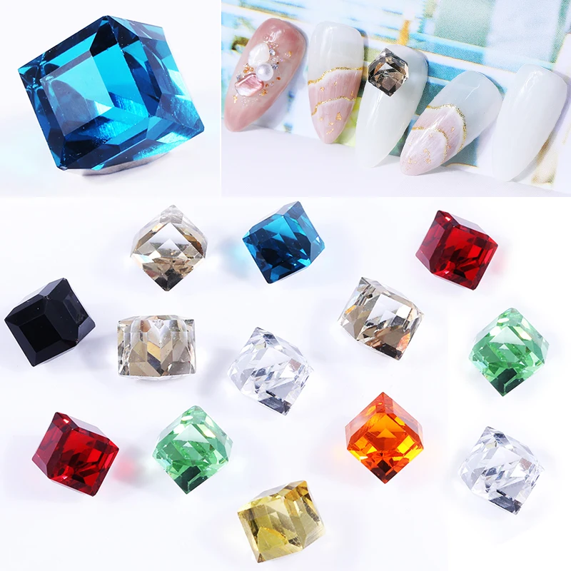 

10 PCS Nail Art Decorations Blinking Cubic Water Drills Gold Foil Beads Metal Rings Decoration Colorful Nail Art DIY