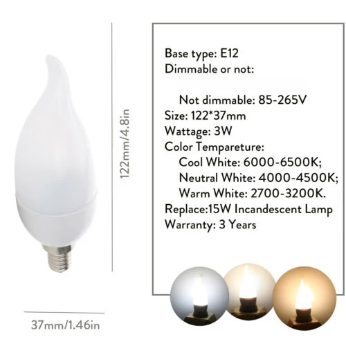 10x светодиодный Люстра-пламя лампы 3 Вт E12 E14 B22 E27 свеча 2835 SMD Velas Decorativas Домашнее освещение Замена 25 Вт галогенные лампы - Испускаемый цвет: E12