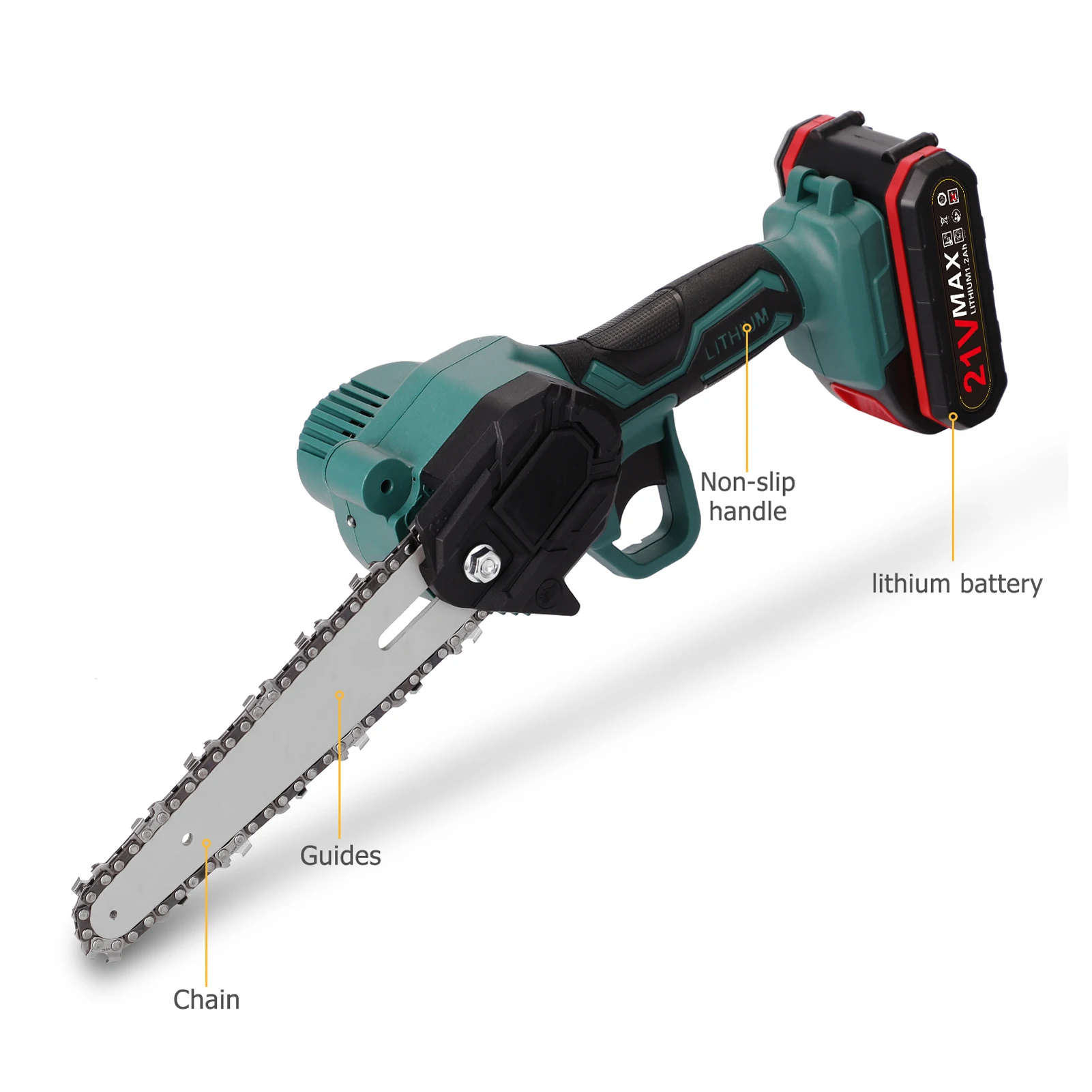 21V Electric Pruning Saw Portable Rechargeable Chainsaw Wood Spliting Chainsaw Woodworking Tool For Orchard Branch Garden Clip 5