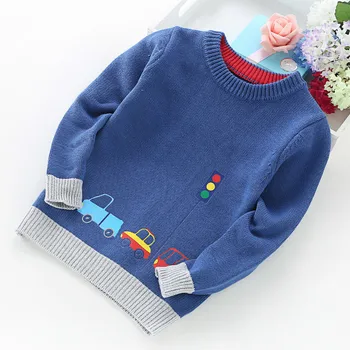

2020 New Boy Sweater Children Clothing Cars Pattern Knitted Sweater Baby Boy Pullover Sweater Knitwear 2-5T Kids Kids Sweaters
