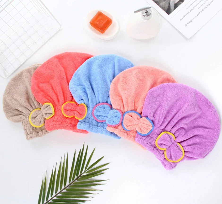 

Microfibre Quick Hair Drying Bath Spa Bowknot Wrap Towel Hat Cap For Bath Bathroom Accessories