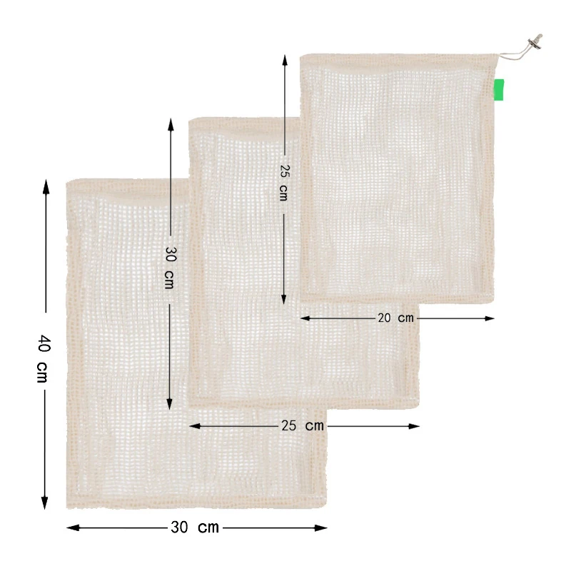 Разлагаемый органический сетчатый мешок из хлопка повторно используется для покупок экологический овощей и фруктов хлеб мешки P7Ding