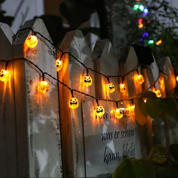 

Halloween Pumpkin Lamp Fairy Lights Waterproof Solar LED Luminous Ghost Lantern String Garden Party Bar Decoration Strip Lamp