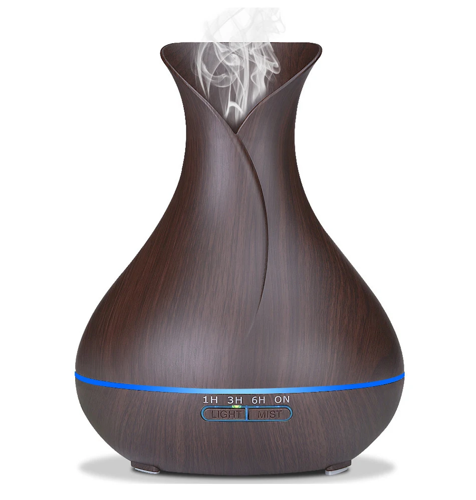 ebyson 400ml Aroma Essential Oil Diffuser Ultrasonic Air Humidifier with Wood Grain 7 Color Changing LED Lights for Office Home