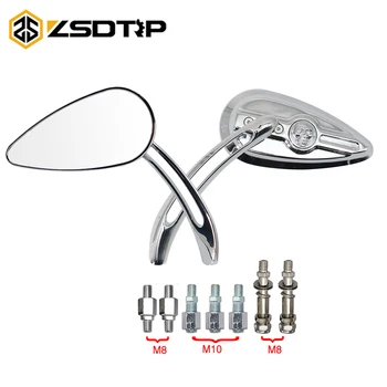 

ZSDTRP Skull Silver Motorcycle Rearview Mirrors For Harley Dyna Softail Sportster Touring Street Glide/Kawasaki VN 1500 1600