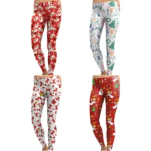 NADANBAO, сексуальные женские рождественские леггинсы, вечерние, новогодние Леггинсы с принтом Санта Клауса, снежные колокольчики