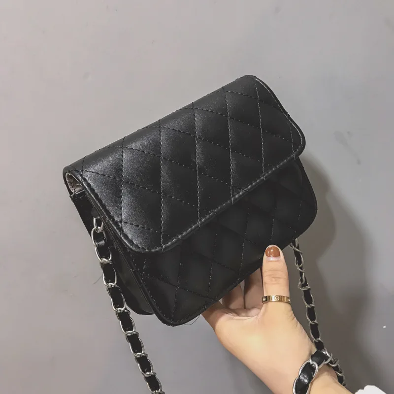 

2020 Autumn And Winter New Style GIRL'S Satchel Bag Quilted CHIC Elegant Shoulder Bag with Chain Simple bai da xiao Square Bag F