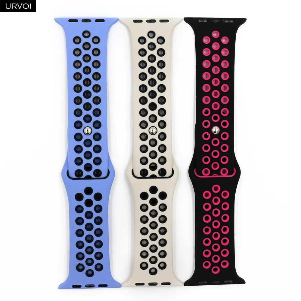 Спортивный ремешок URVOI для Apple Watch силиконовый iwatch дышащие новые цвета 38/40 42/44 мм 5 4