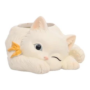 

1PC Flower Pot Simulation Cat Decorative Planter Flower Pot for Garden Office