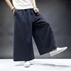 Japan style men's cotton linen wide leg pants,plus size ML-7XL Vintage casual Elastic Waist Pockets Joggers Retro Loose Trousers ► Photo 2/3