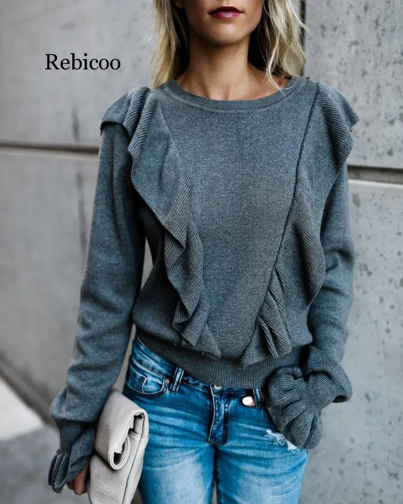 Fall Winter Fashion Pull Pullover Sweater Womens Puff Sleeve Oversized Womens Jacket Jumper Slim Cashmere Female Clothes