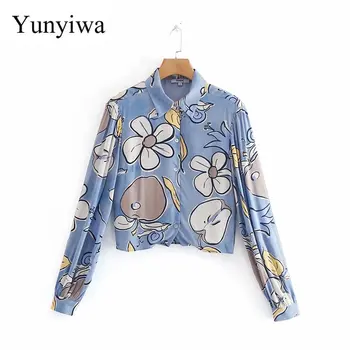 

2020 Women Elegant Flower Printing Casual Loose Smock Blouse Shirts Women Sweet Lantern Sleeve Chic Leisure Blusas Tops
