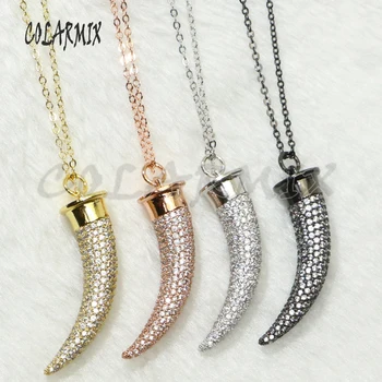 

4 Pcs Colorful zircon long horn jewelry pendant gift for lady jewelry pendant for Necklace making 50185