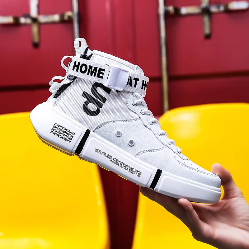 Hight-Top Sneakers Men's Fashion Hip Hop Sport Casual Shoes Leather Men Outdoor Running Shoes Platform Men Sneakers Breathable