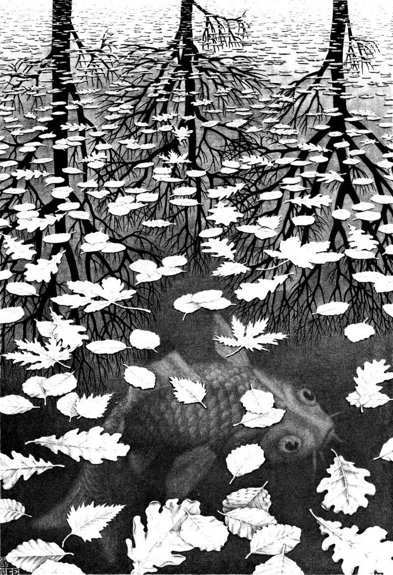 Шелковый плакат Escher с изображением трех миров картина для украшения дома