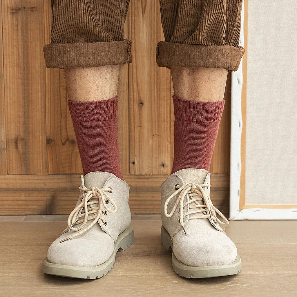 5 пар носков мужские хлопковые носки средней длины однотонные мужские теплые махровые носки calcetines hombre мужские носки Прямая поставка # A10