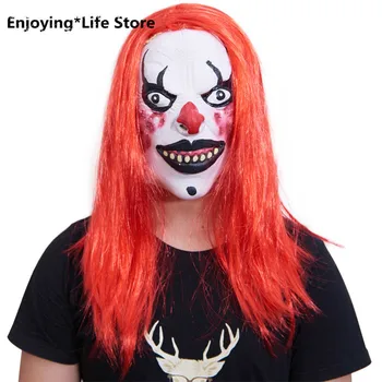 

Halloween Mask Cosplay Clown Adult Funny Horror Prop Headgear Grimace Ghost Festival Latex Redhead