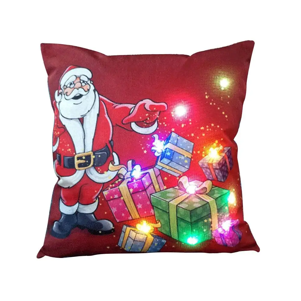 НОВАЯ РОЖДЕСТВЕНСКАЯ Подушка с Санта-Клаусом, светодиодные Чехлы для подушек, Веселый Рождественский свет, мягкий Чехол на подушку, наволочка - Цвет: 04