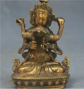 

Copper Satue 4" Tibet buddhism Brass fane Sit Hevajra Happy Buddha Yamashina Yab-Yum statue